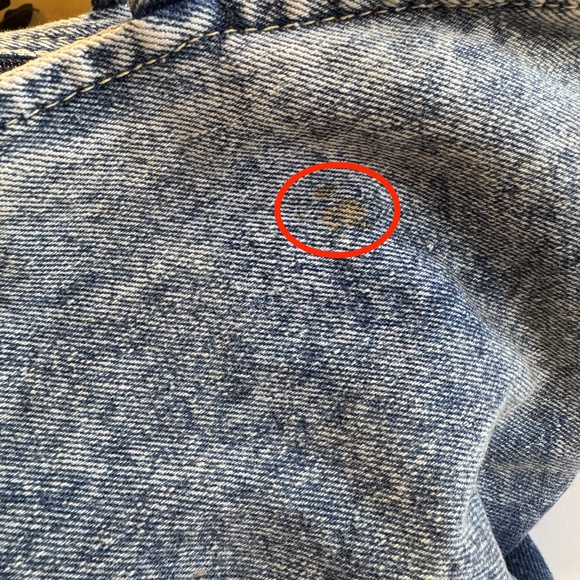 Vintage 80s denim purse, NWT acid-washed denim, Together / Feelings, spot stains - Picture 7 of 9